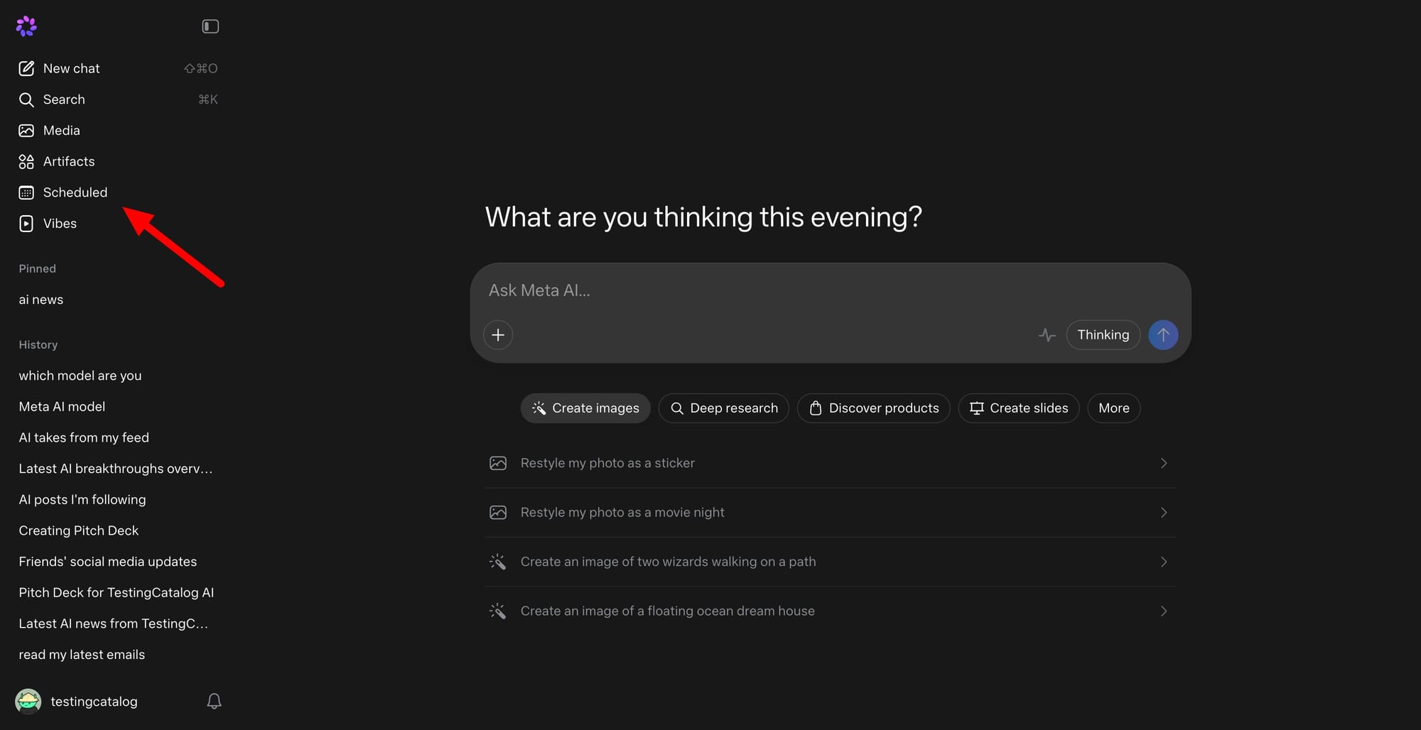 Meta AI prepares scheduled tasks for web users