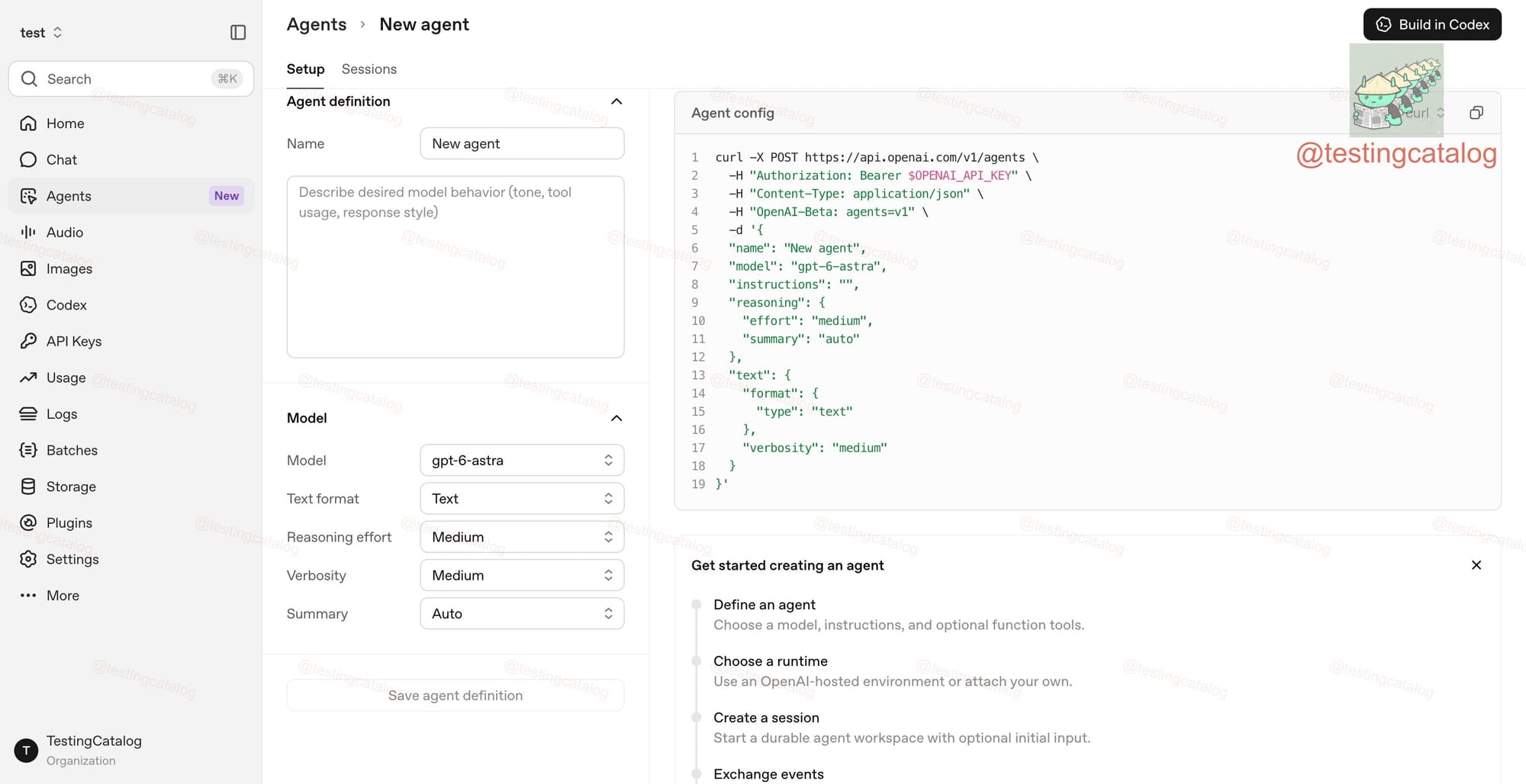 Managed Agent creation UI