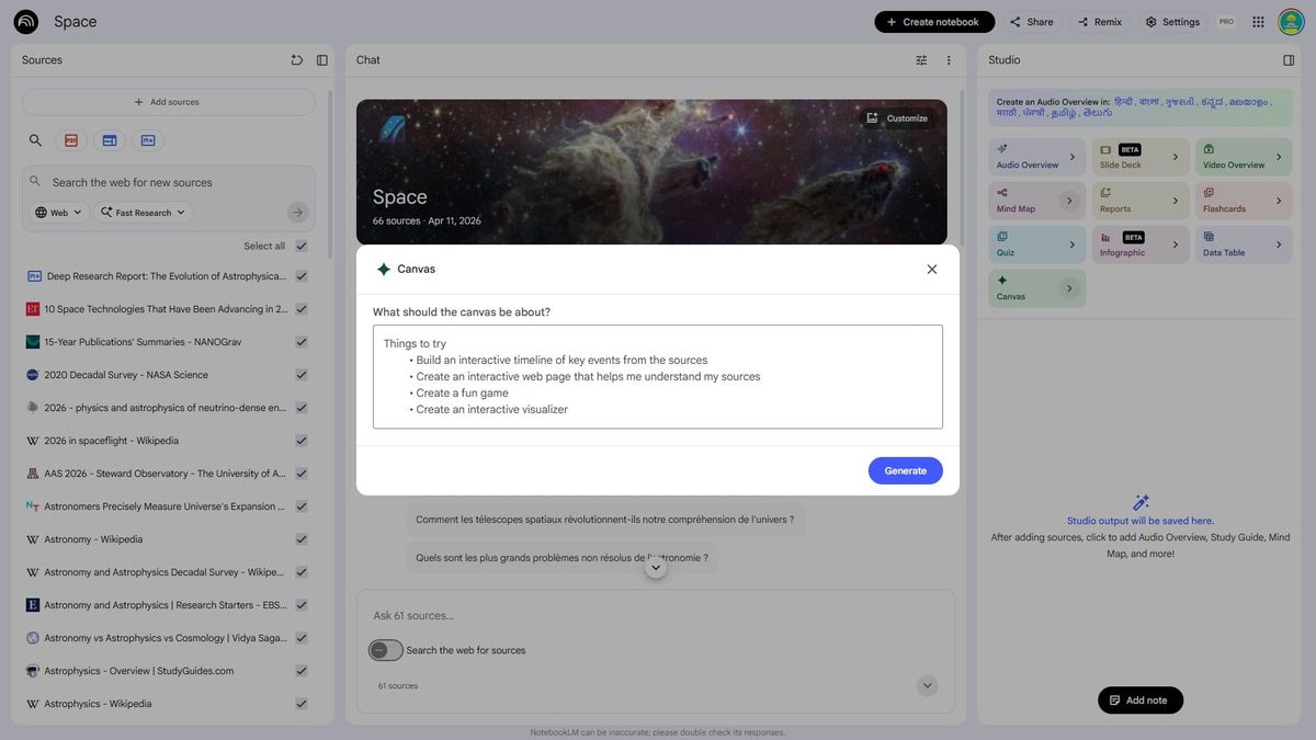 Google thử nghiệm Canvas và Connectors trên NotebookLM