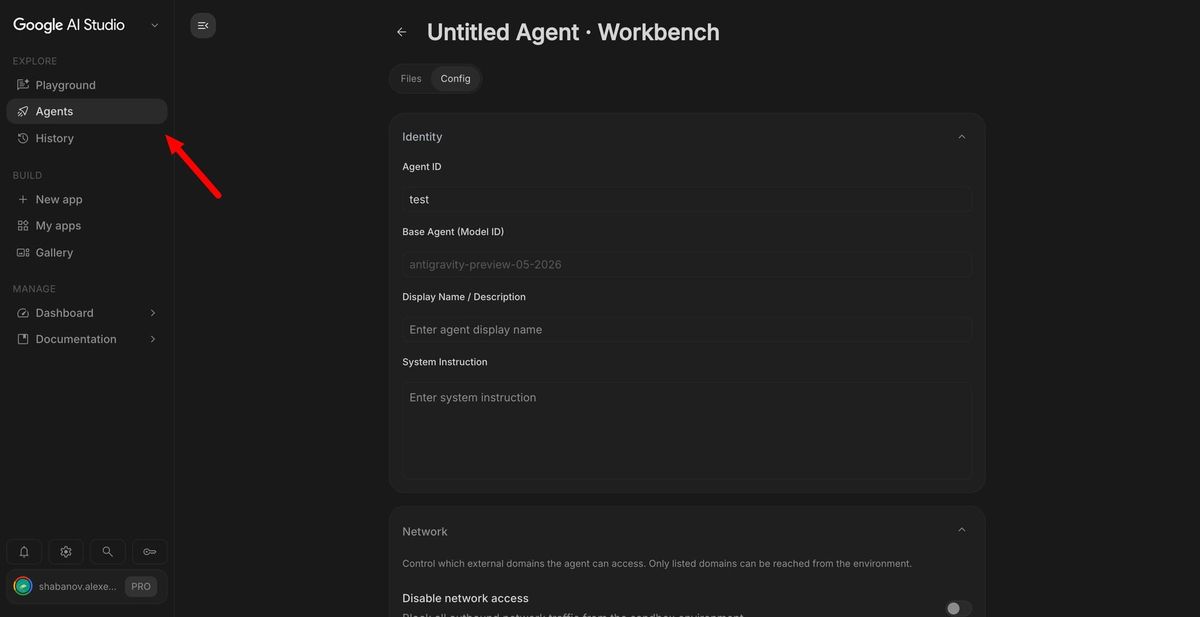 Google AI Studio Tests Agent Management