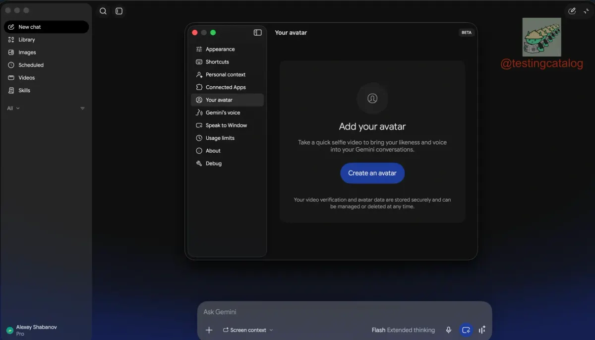 Gemini App 準備推出頭像、外掛與 Gemini 4