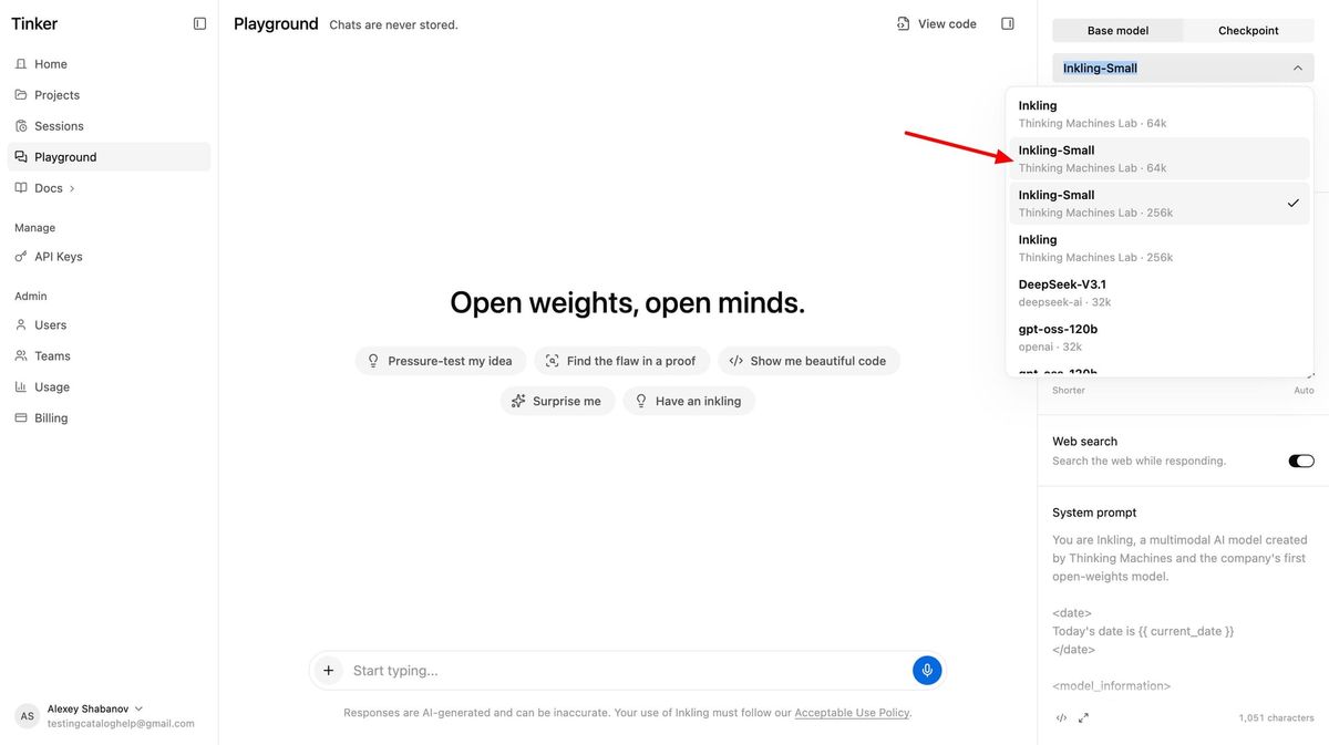 Thinking Machines launched open-weight Inkling-Small