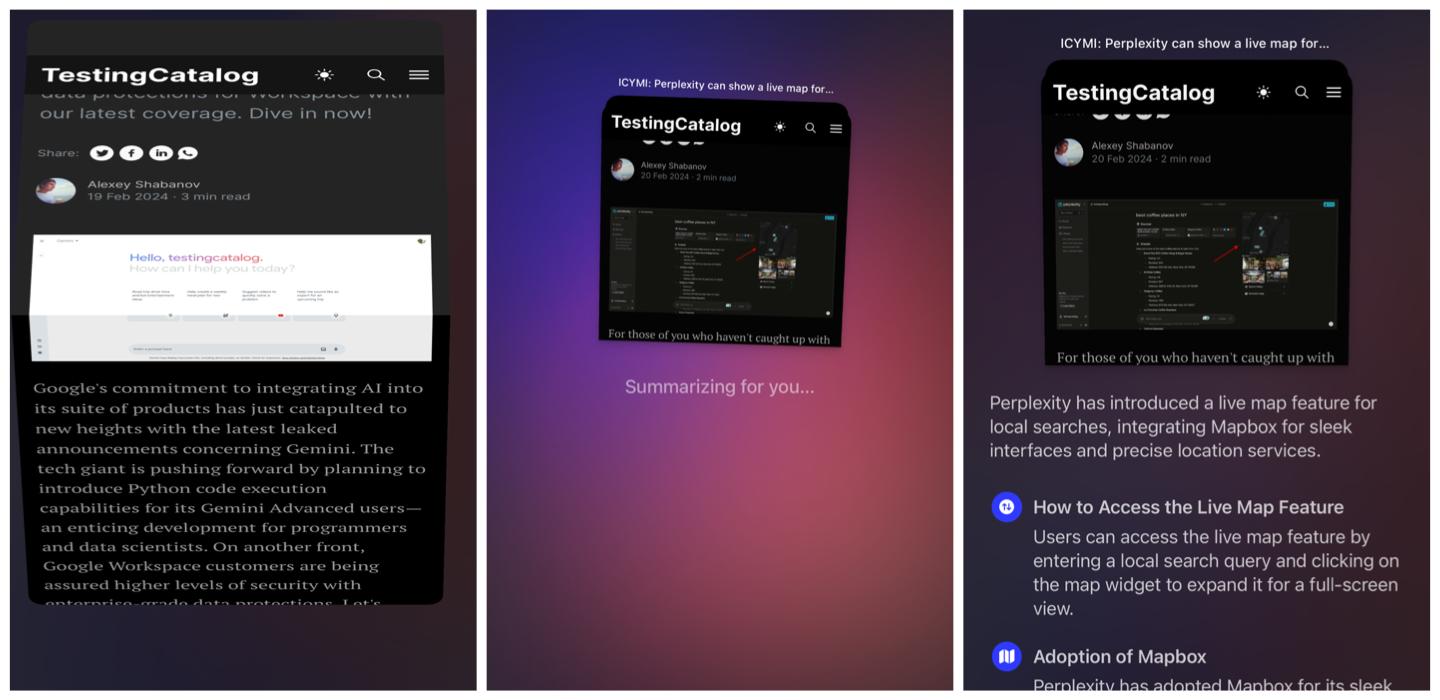 Arc Browser released Pinch-to-Summarize feature on iOS