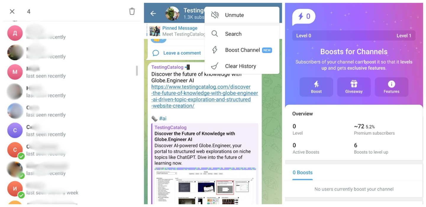 Telegram beta simplifies channel boosting and contact management on Android