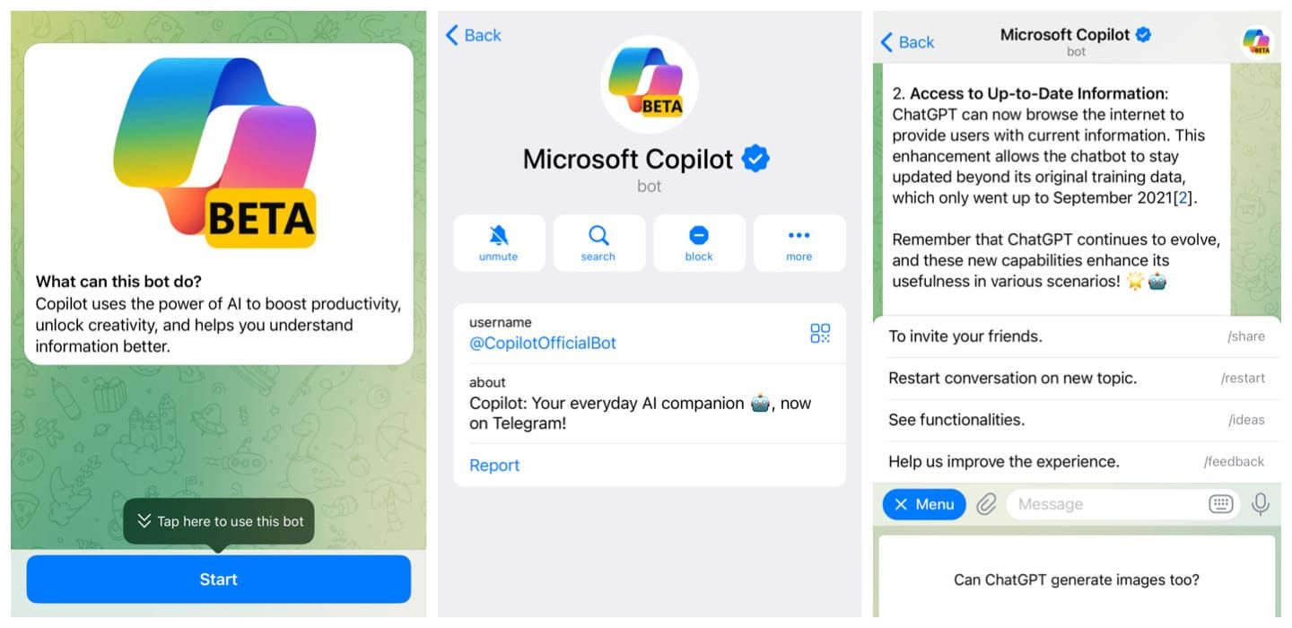 MS Copilot on Telegram