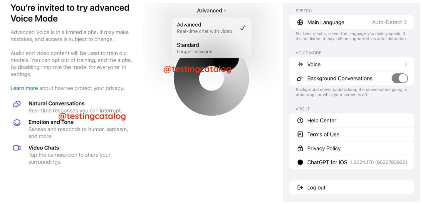 ChatGPT Voice Alpha invite UI