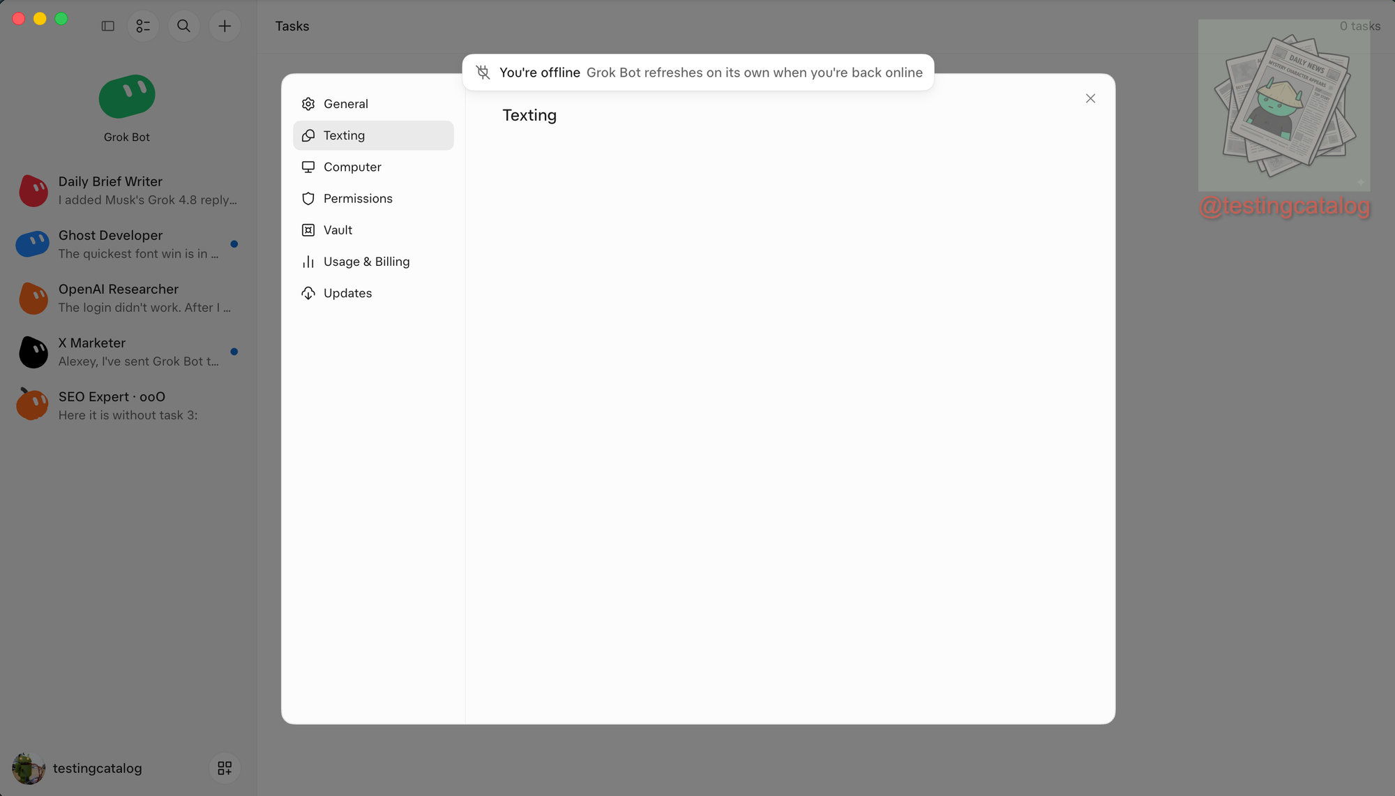 SpaceXSI prepares Texting and Tasks hub support for Grok Bot