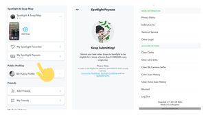 Snapchat promotes its Spotlight payouts on a user profile page