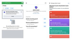 Facebook prompts group admins to setup Admin Assist to remove spam posts automatically