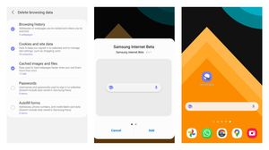 Search widget on Samsung Internet Beta 15