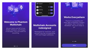 Phantom beta multi-chain wallet onboarding screens on Android