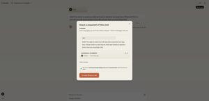 Link sharing menu on Claude