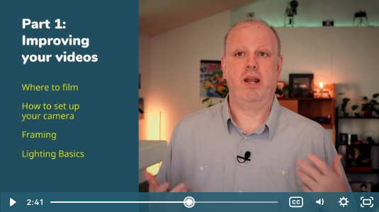 Jeff Woodward instructing Part 1 of the Make Better Videos course.
