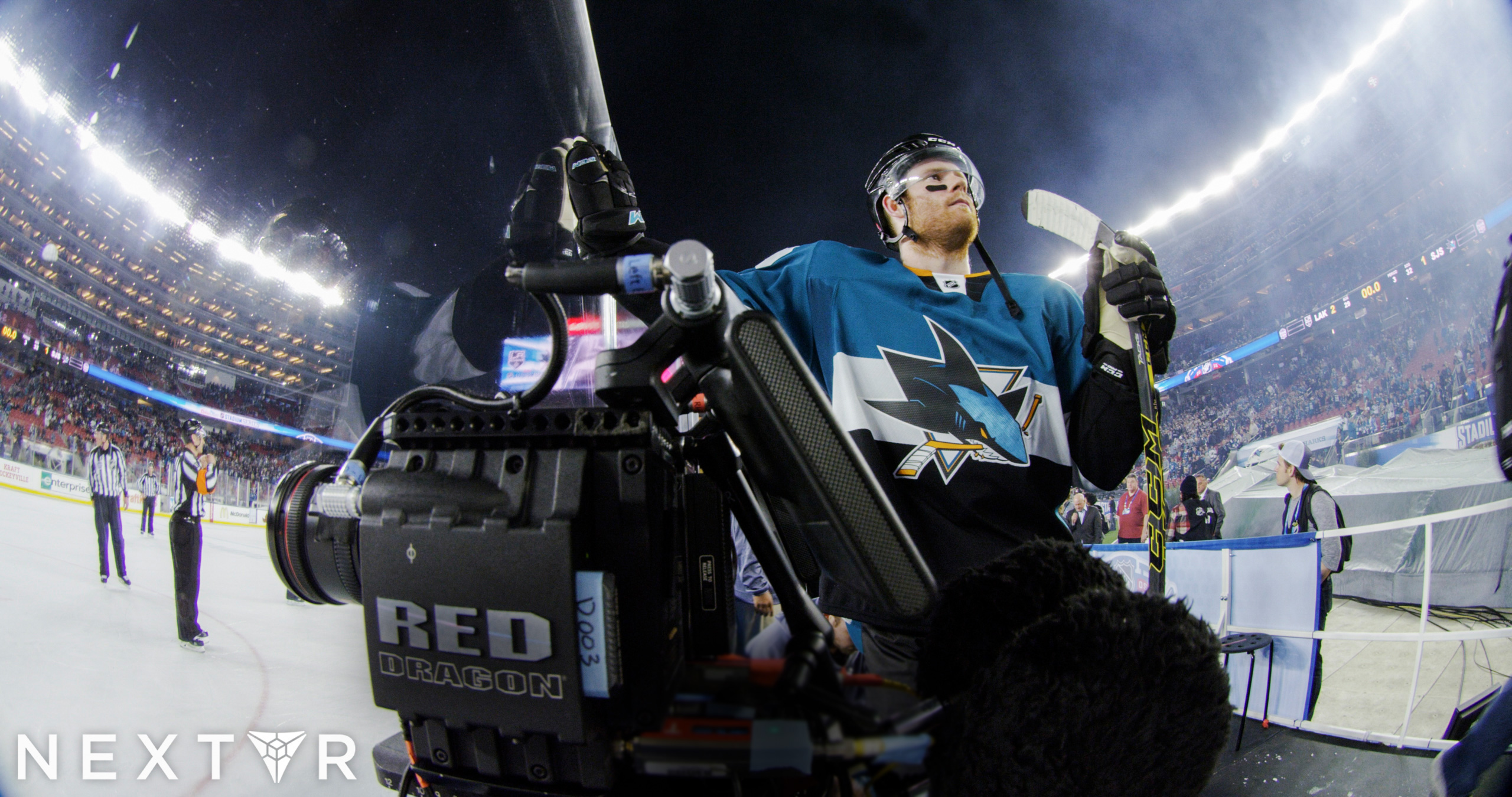 One of NextVR's cameras, from a live stream test shoot for the NHL