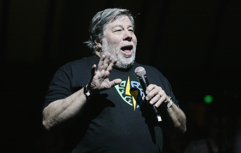SAN JOSE, CA - MARCH 18: Apple co-founder Steve Wozniak addresses the attendees at the Silicon Valley Comic Con 2016 at San Jose Convention Center on March 18, 2016 in San Jose, California. (Photo by John Medina/WireImage)