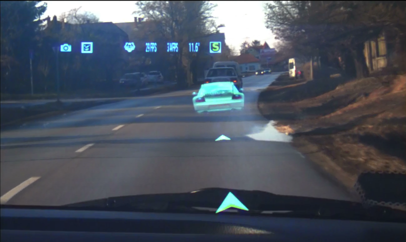 An AR follow-me car can guide a driver to their destination.