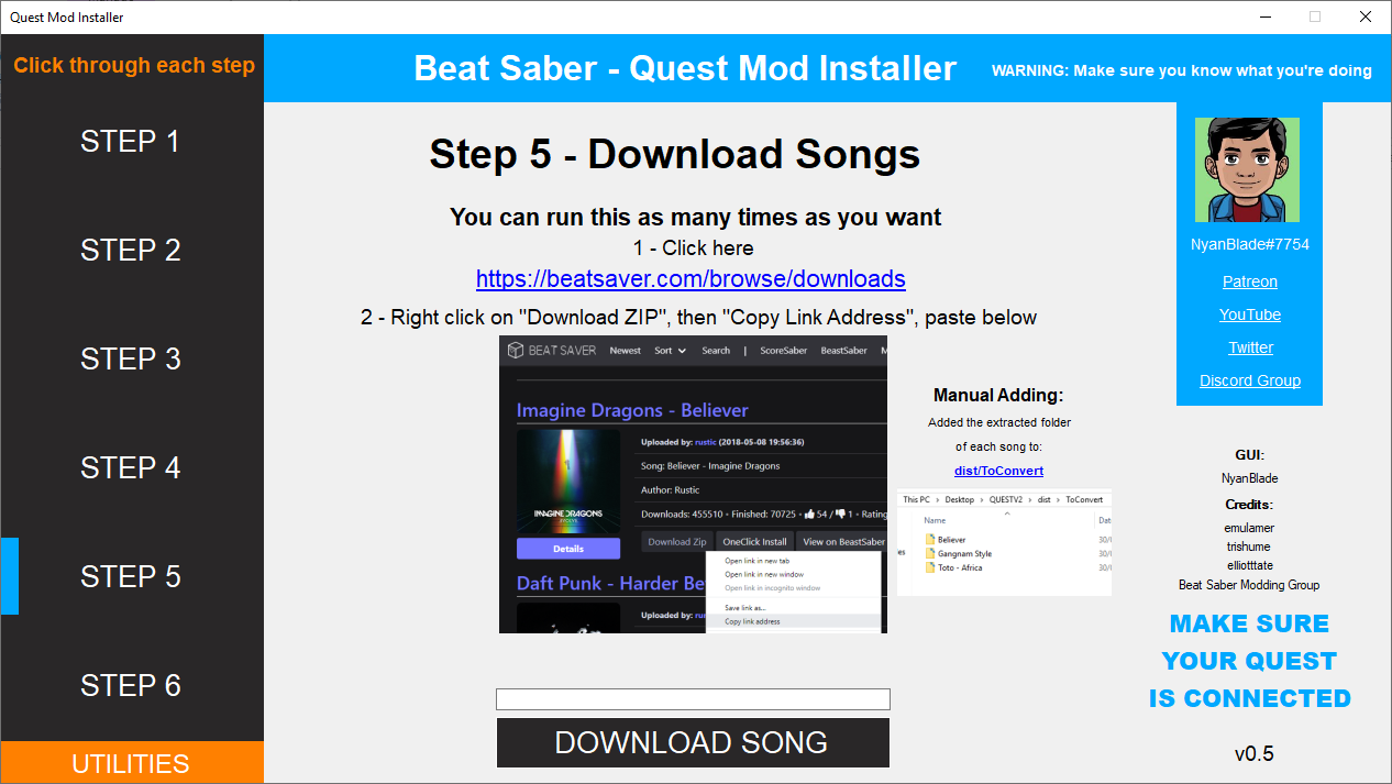 Beat Saber Quest Mod Installer