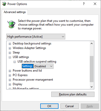 USB selective suspend