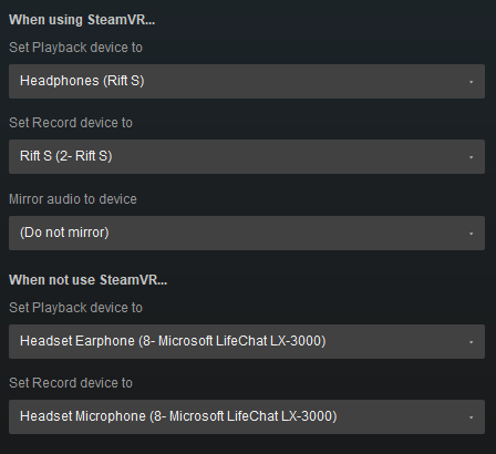 SteamVR Rift S Audio