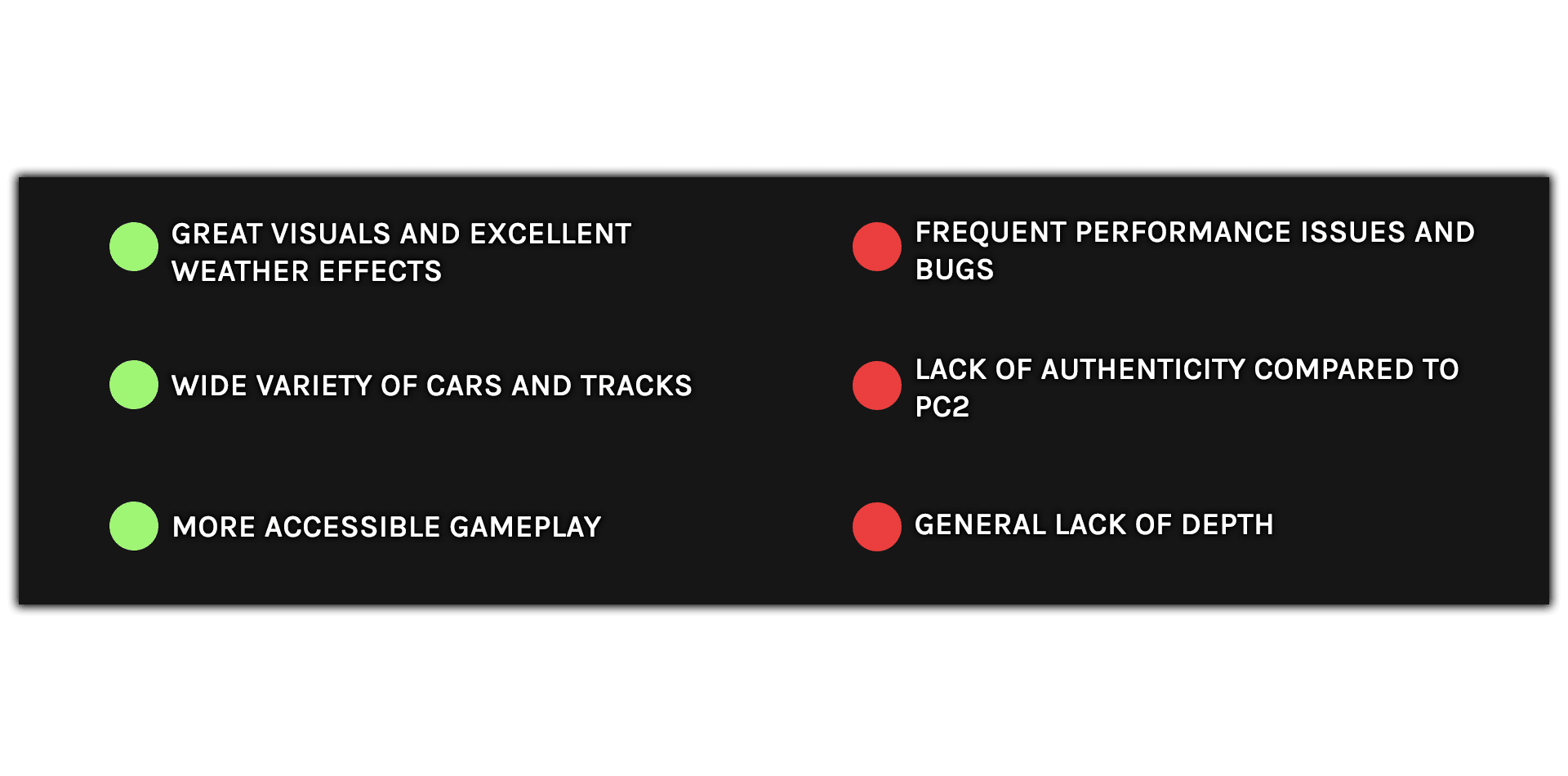 Project Cars 3 Review Points