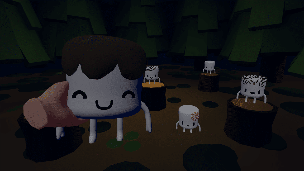 camp marshmallow smiling