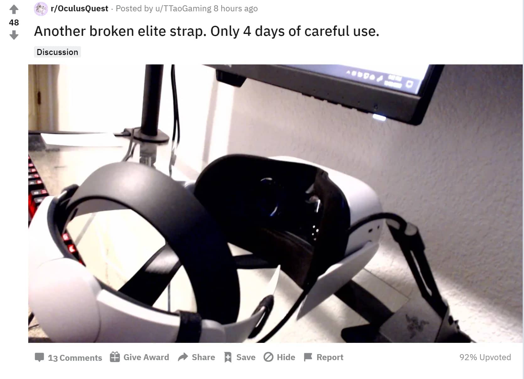 Oculus Quest 2 Elite Strap Snapping