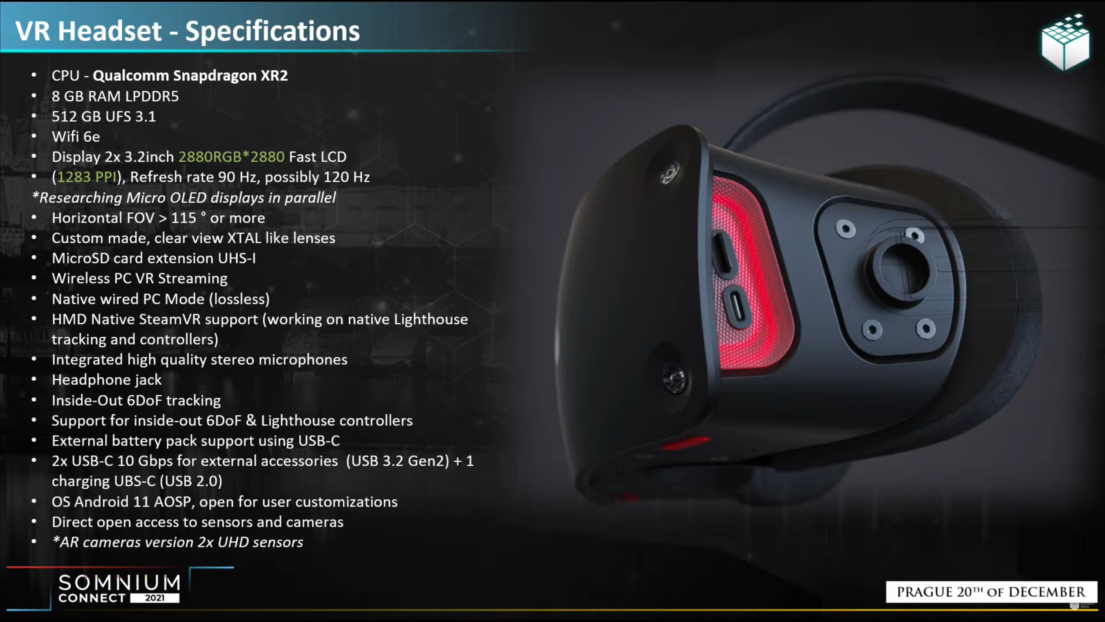 Somnium space standalone VR headset specs