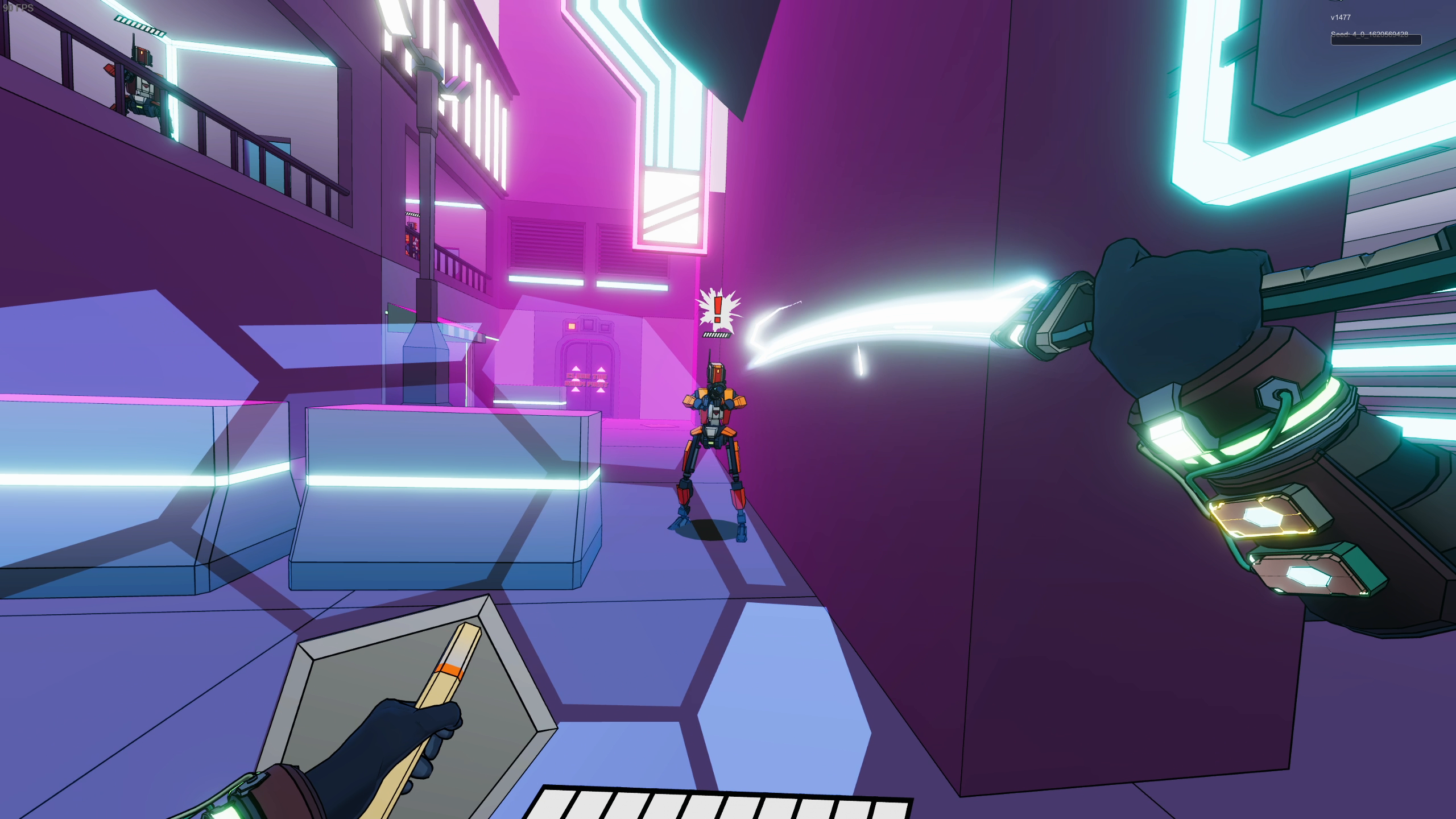 Sweet Surrender screenshot - shows you holding up a shield near an enemy