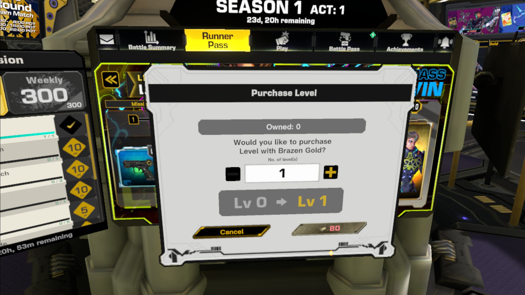 Using Brazen Gold to buy Runner Pass levels