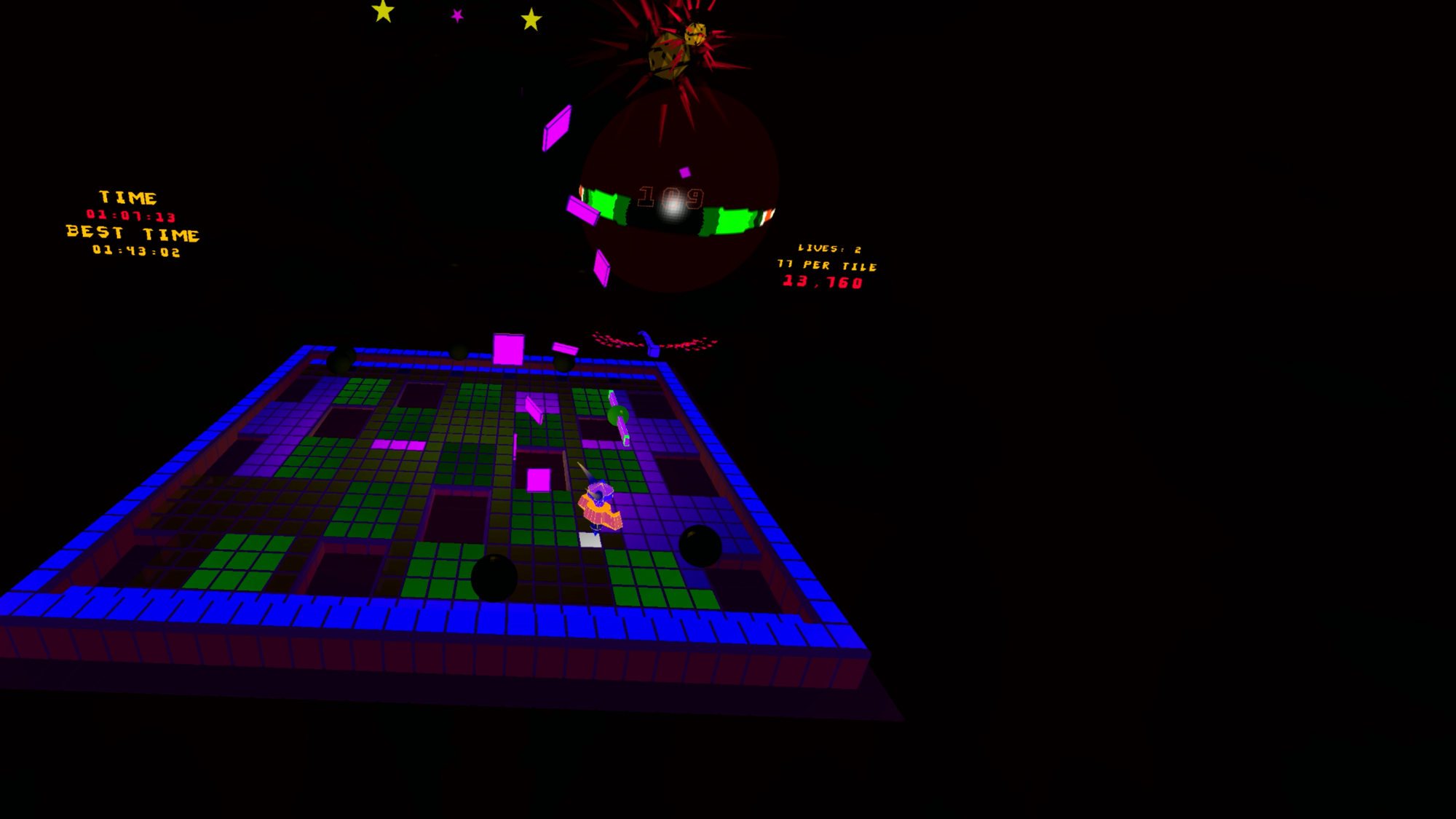 I, Robot screenshot shows your character navigating a tiled maze as giant eye watches