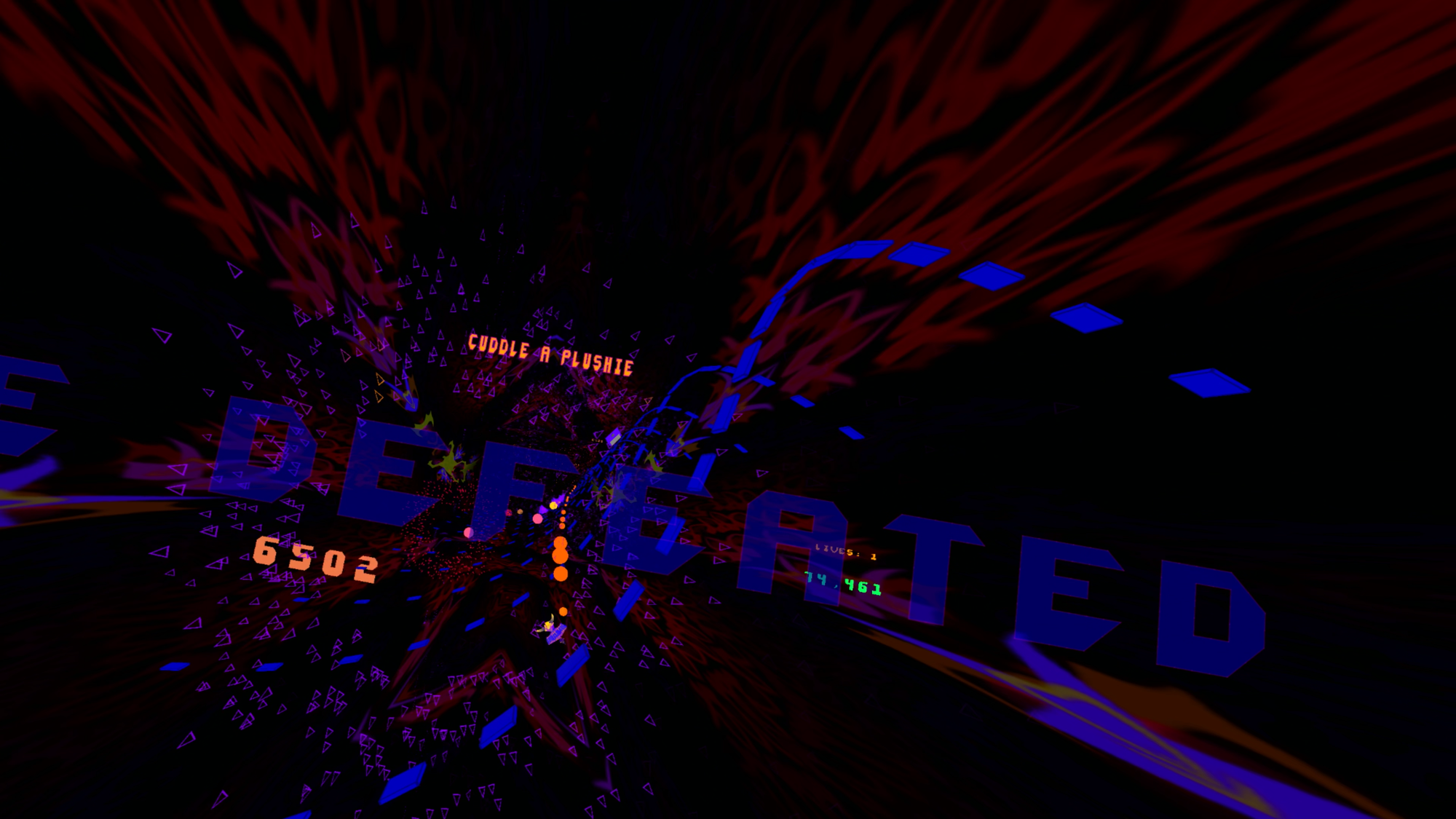 I, Robot screenshot shows the word "defeated" across the screen.