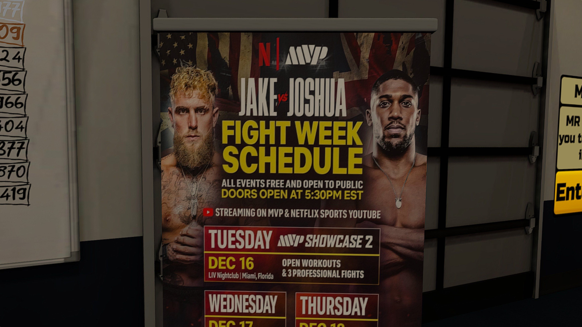 A boxing poster featuring Jake Paul and Anthony Joshua
