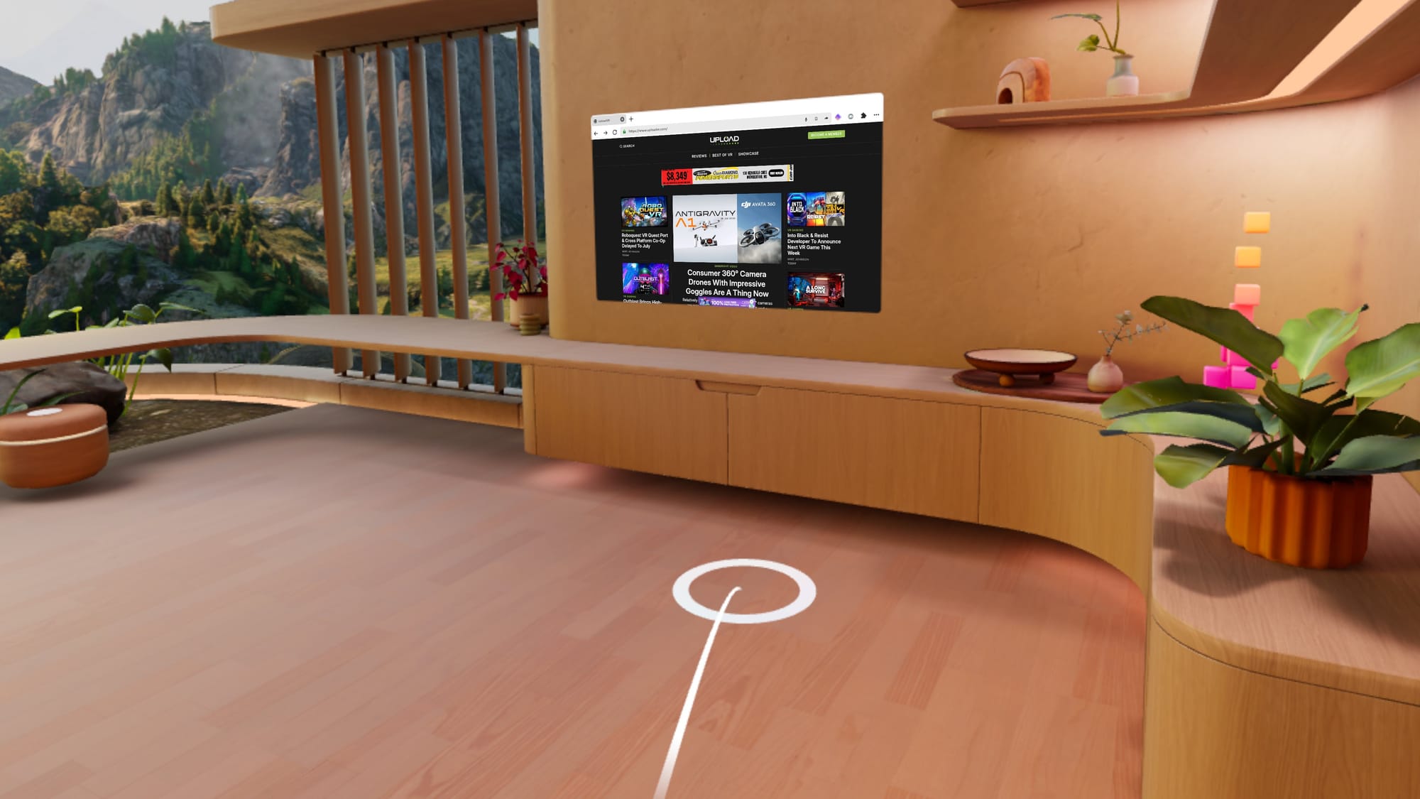 A Quest screenshot shows a browser window attached to a wall in Horizon Home.