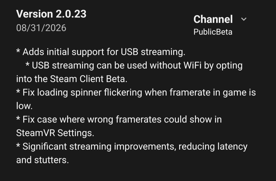 Steam Link's Latest Public Beta Adds Wired USB Support On Quest Headsets