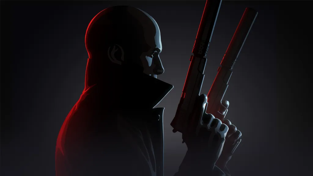 Hitman 3 VR Reloaded key art shows man holding two guns in both hands