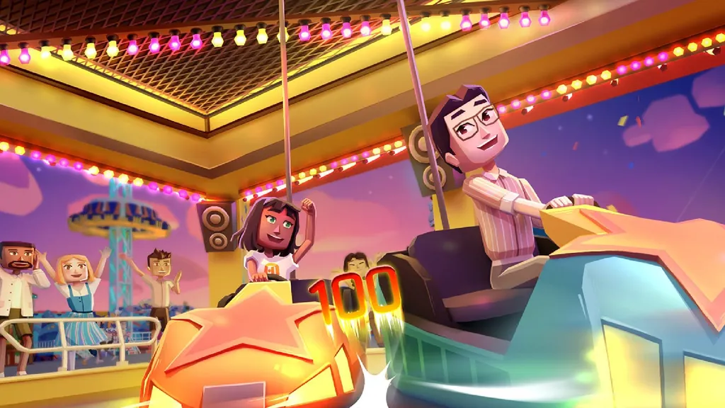 Avatars in VR title Oktoberfest: The Official Game hitting each other with the bumper carts 
