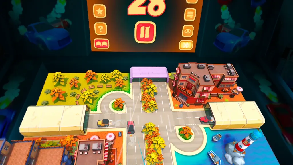 Stupid Cars screenshot shows three cars driving across a small board