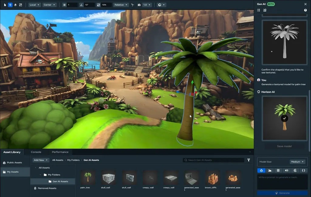 Meta Horizon Desktop Editor Can Now AI-Generate 3D Meshes & Textures