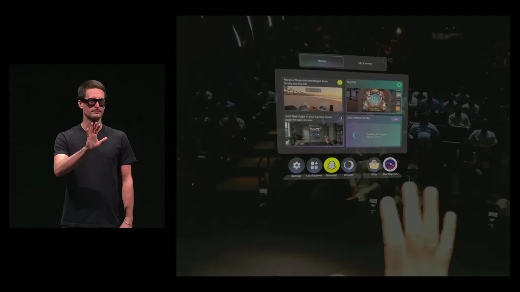 Watch Snap's CEO Demo Specs True AR Glasses Live On Stage