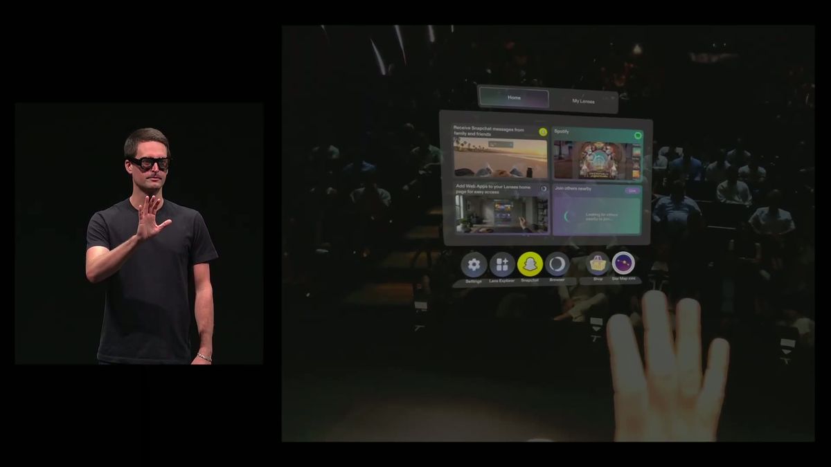 Watch Snap's CEO Demo Specs True AR Glasses Live On Stage