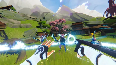 VR player casting spells on enemies in Zenith: The Last City gameplay
