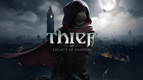 A young girl cloaked in rags wields a bow while a clocktower looms over an ominous city landscape