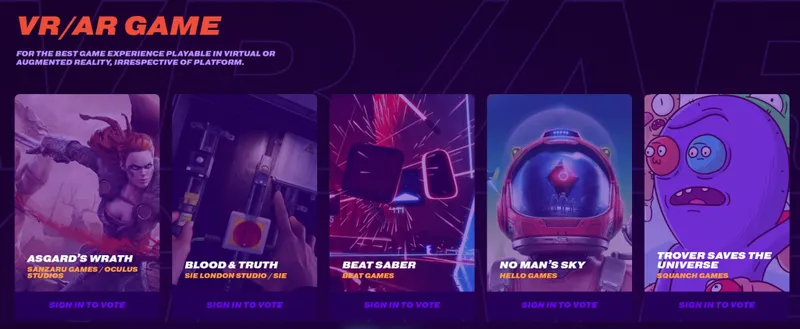 The Game Awards Nominate Asgard's Wrath, Blood & Truth, Beat Saber, And More
