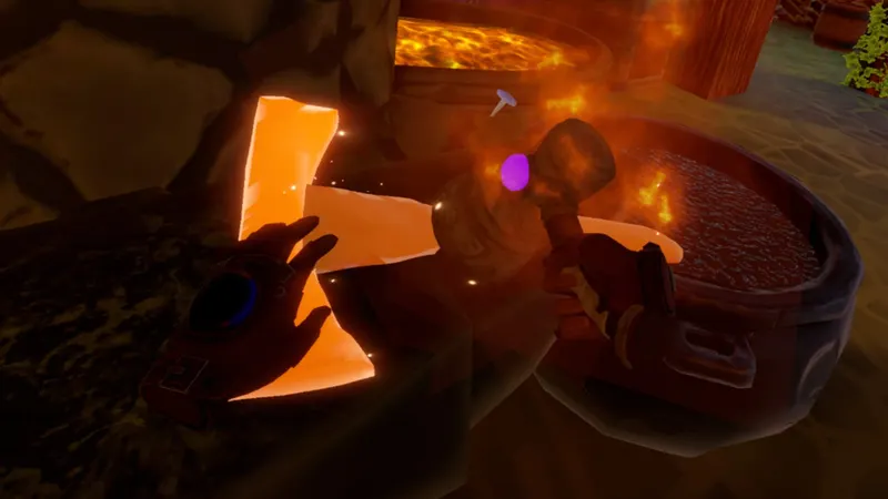 Blackforge: A Smithing Adventure Preview screenshot, shows you forging a weapon