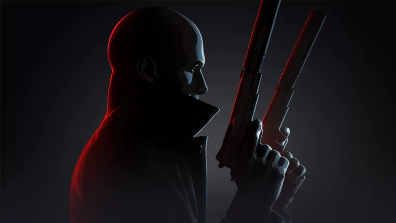Hitman 3 VR Reloaded key art shows man holding two guns in both hands