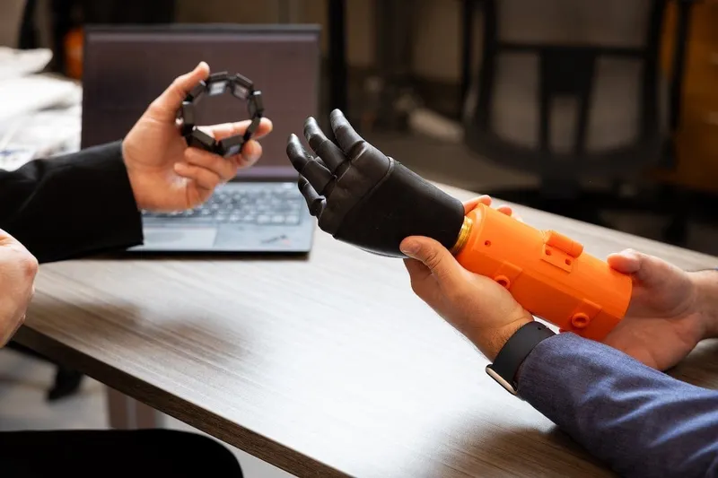 A UCF prototype EMG-based interface device that will be used to explore how people interact with systems that translate muscle signals into digital commands.