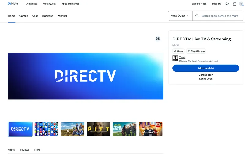 DIRECTV Lists Live TV Streaming App For Meta Quest Ahead Of Spring 2026 Launch
