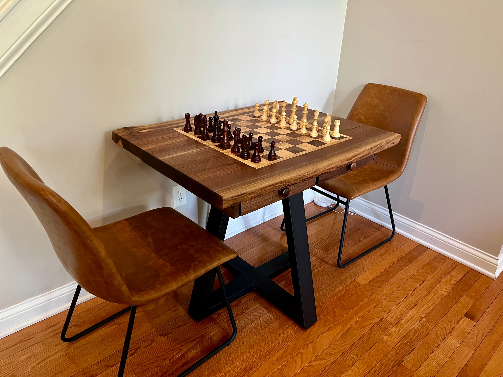 Tree to Table made a customized chess table for Lindsey McGee.