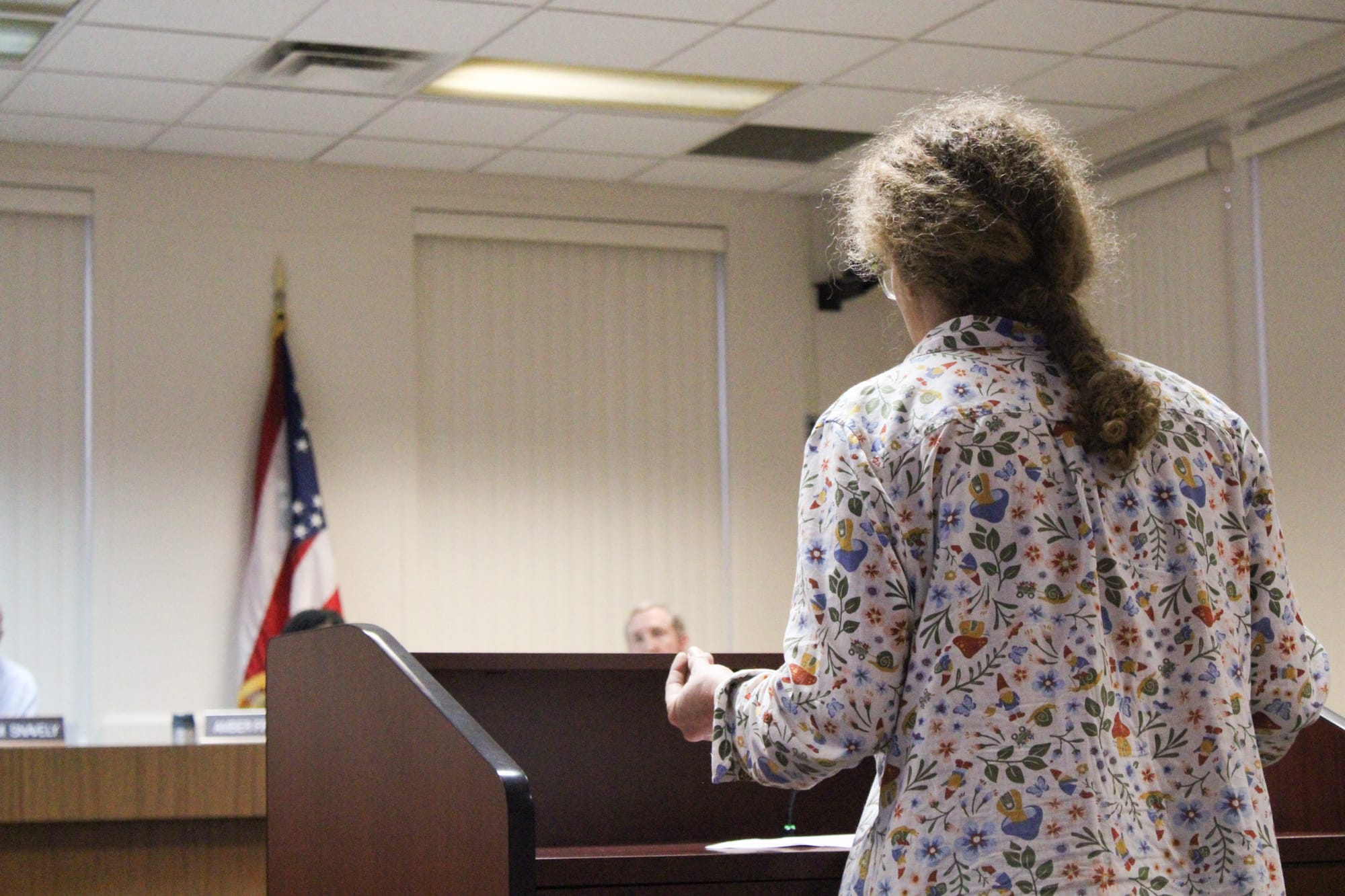 Oxford Parking and Transportation Advisory Board member Carla Blackmar speaks during an Oxford City Council meeting on Tuesday, Aug. 19