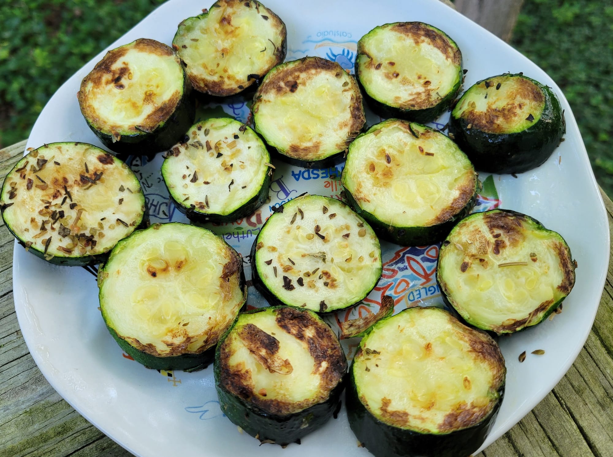Grilled zucchini ready to eat on a plate